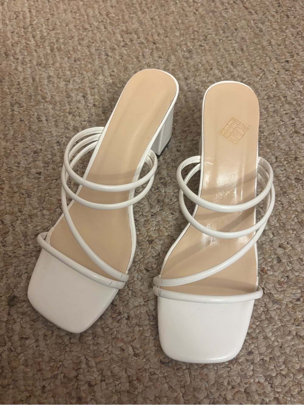 White Strappy Block Heels